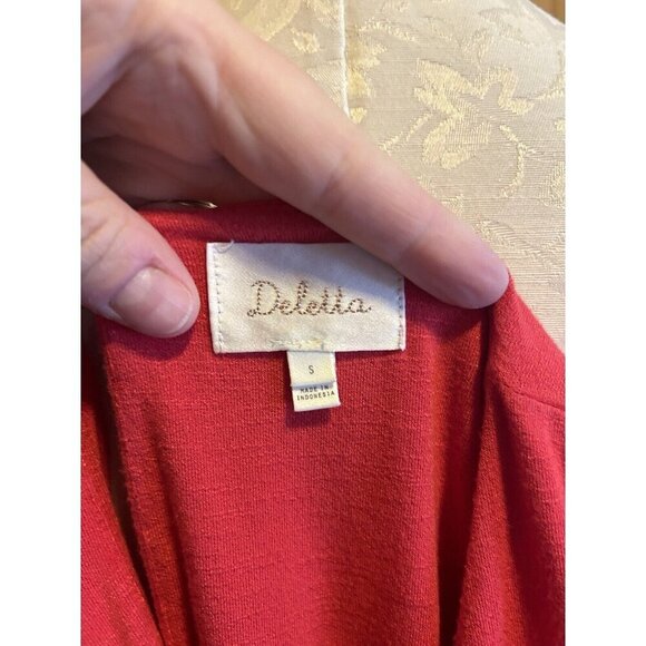 Anthropologie Deletta Red Sleeveless Top Women’s Size S Tiered V-Neck Stretch - Picture 7 of 10